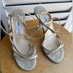 Jimmy Choo Metallic Gold Strappy Heeled Sandals